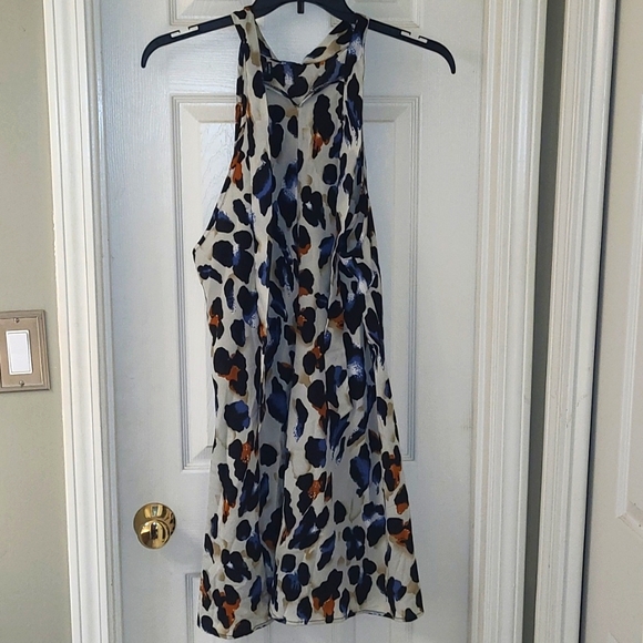 Cream and black with specks of blue and orange sleeveless dress - Picture 2 of 2